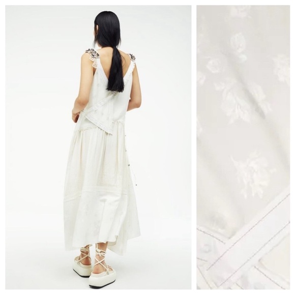 NEW ZARA ATELIER OYSTER WHITE STUDDED BEADED DRESS LIMITED EDITION XS - Picture 3 of 15